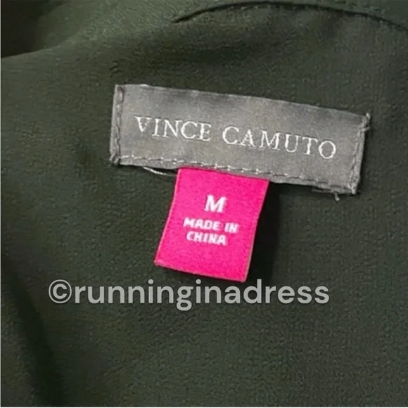 NWT Vince Camuto Collared Satin Wrap Dress In Color Green Size Medium - Picture 7 of 8